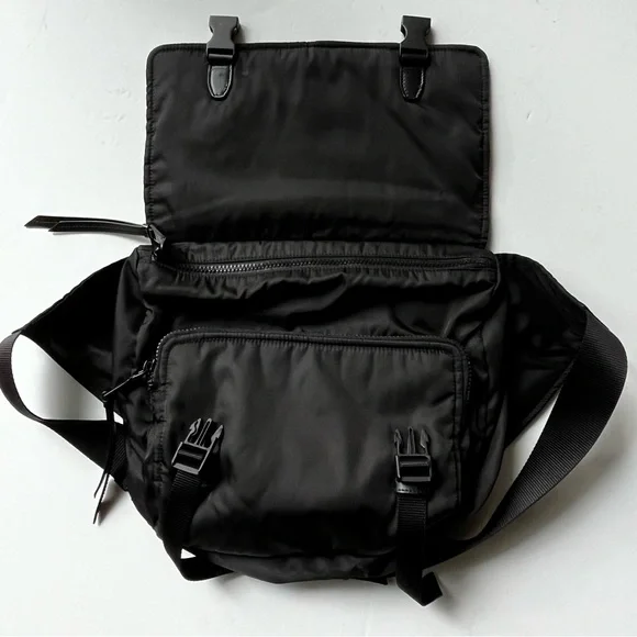 Prada Authentic Logo Stripe Messenger Bag Tessuto - Picture 9 of 16